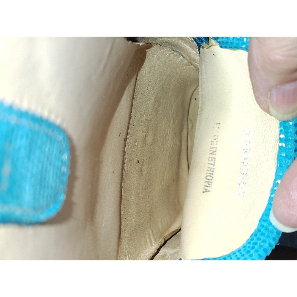 VANELi Turquoise Blue Lizard Embossed Leather Mules Loafers Women’s Size 9 A - Picture 9 of 14